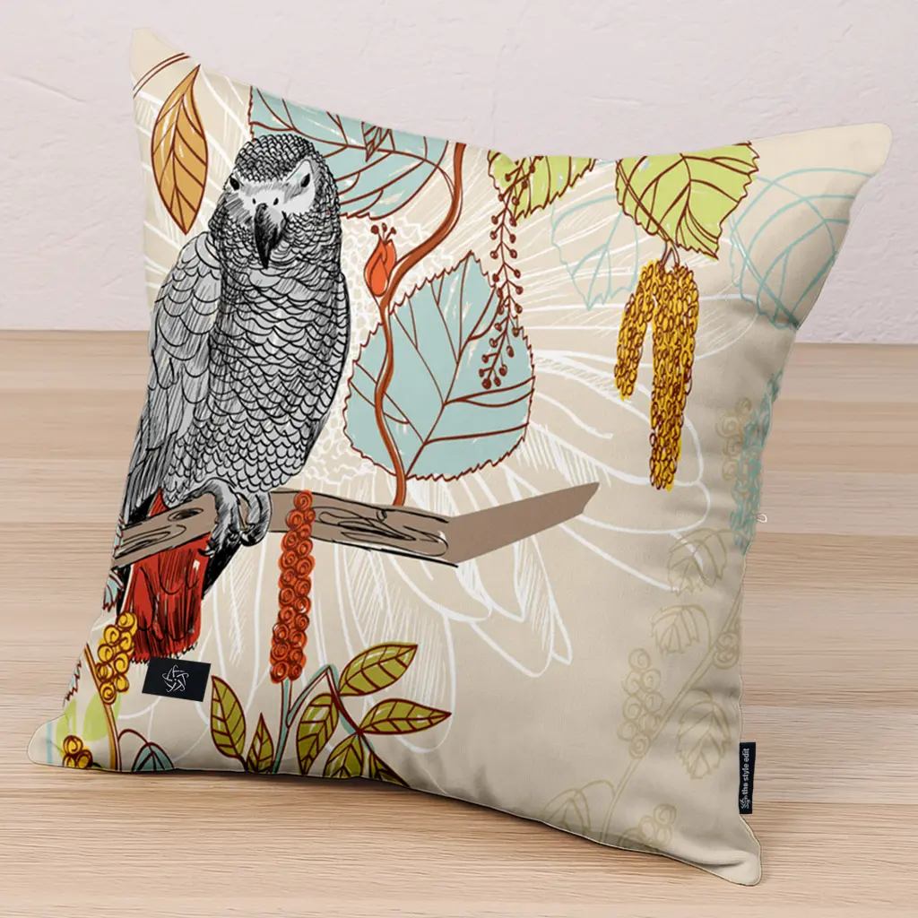 Premium Decorative Cushion - Parrot Garden Cushion