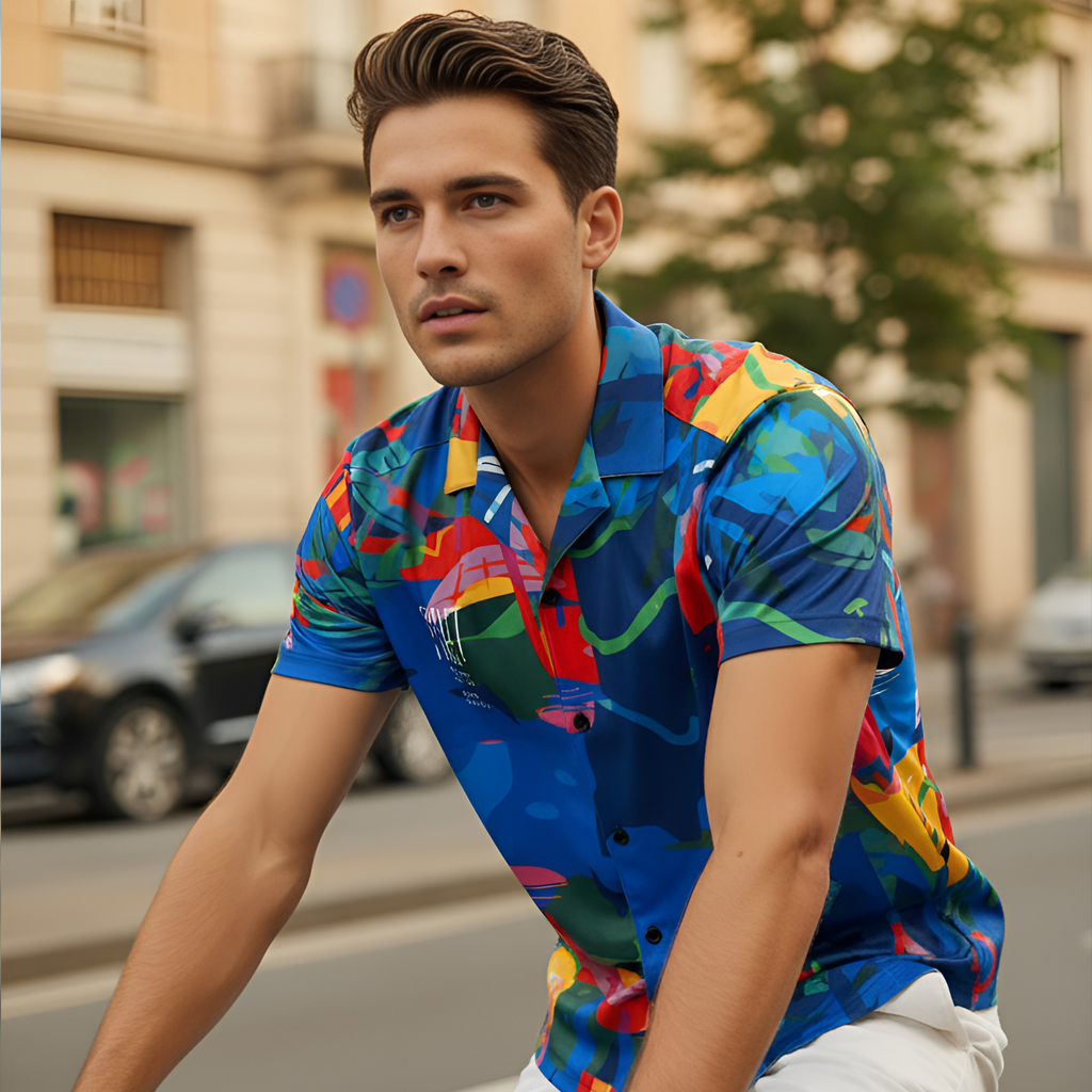 Splash Art Cuban Collar Shirt