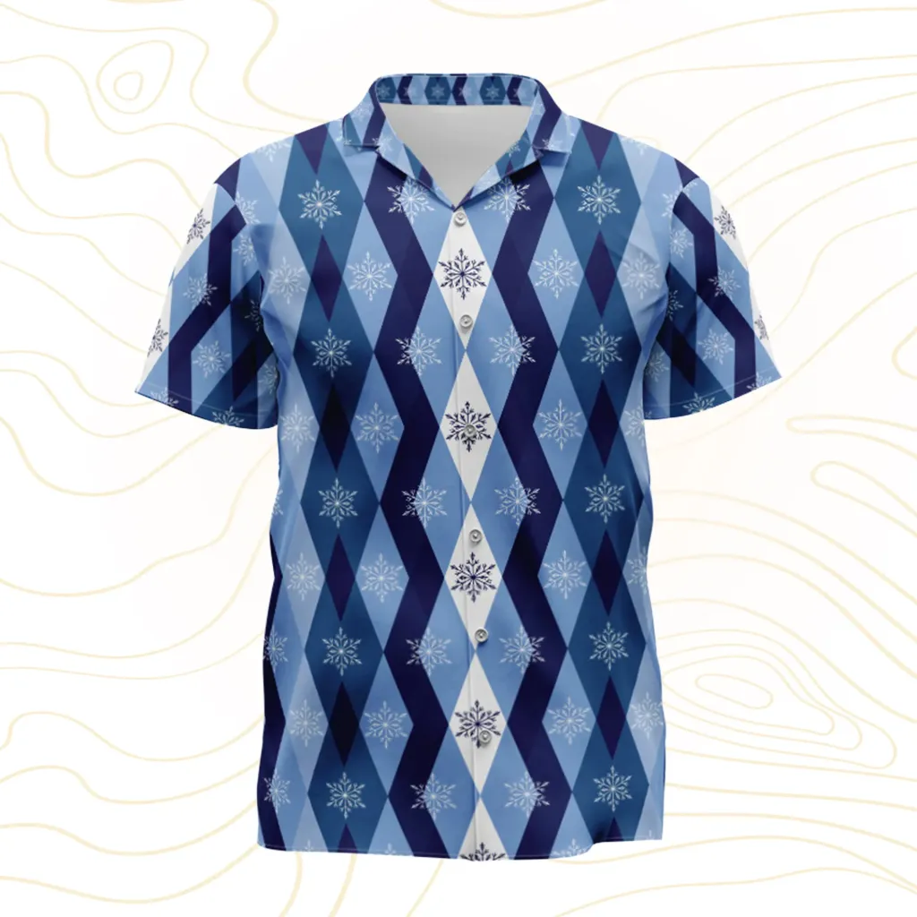 Snowflake Blue Cuban Collar Shirt (XS)