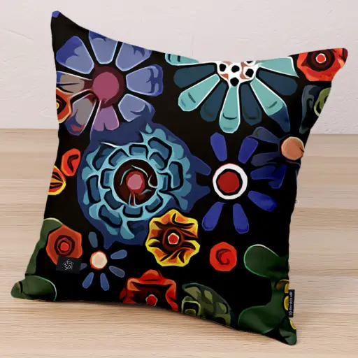 Premium Decorative Cushion - Midnight Flower Cushion